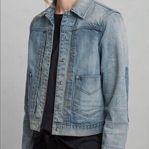 NWOT All Saints Serene Vintage Wash Patchwork Jean Jacket Size XS
